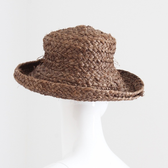 Helen Kaminski Hat Brown Raffia Wide Brim Sun Hat Beach Pool Vintage OS main image 4